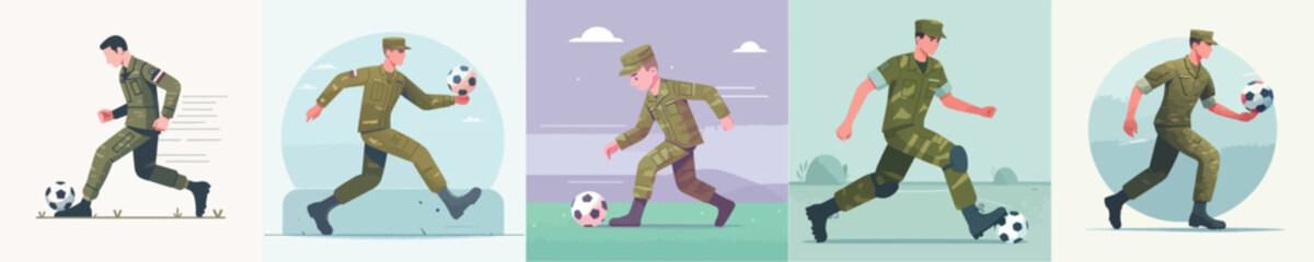 vector of soldiers playing ball