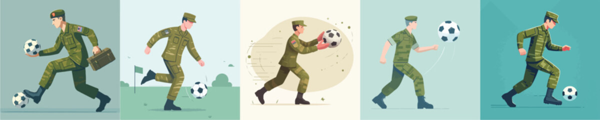 vector of soldiers playing ball