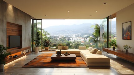 Fototapeta premium modern home environment with peaceful decor and scenic views,