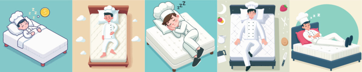 chef vector sleeping on bed