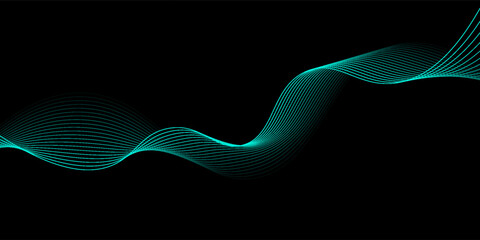 Fototapeta premium Abstract vector background with green wavy lines.