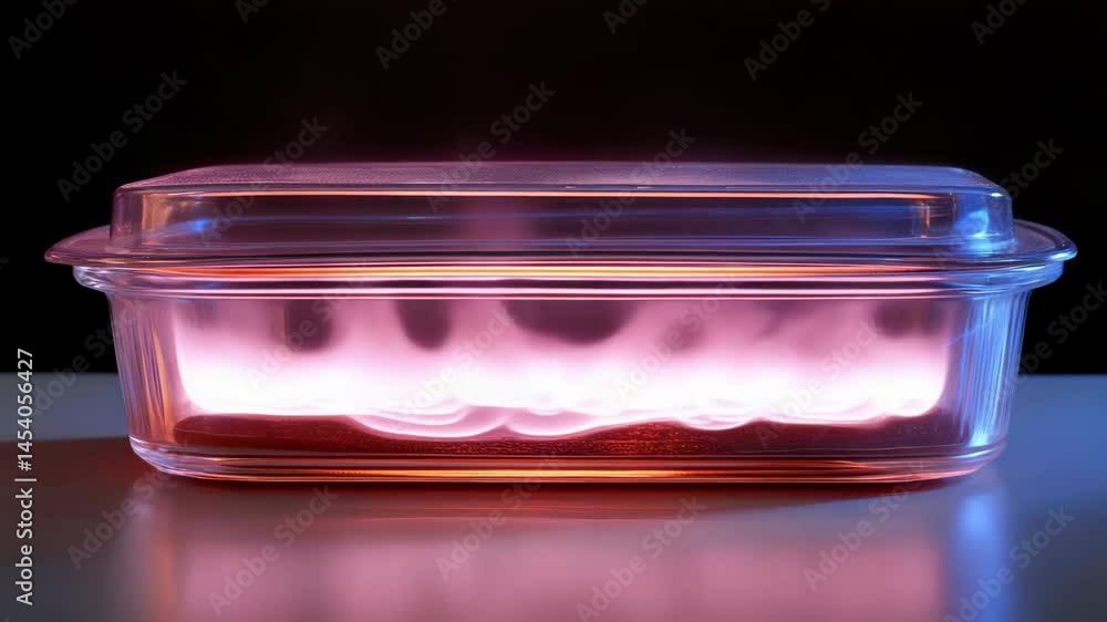 Poster glowing glass container with lid showcases vibrant motion and captivating interplay of light and col