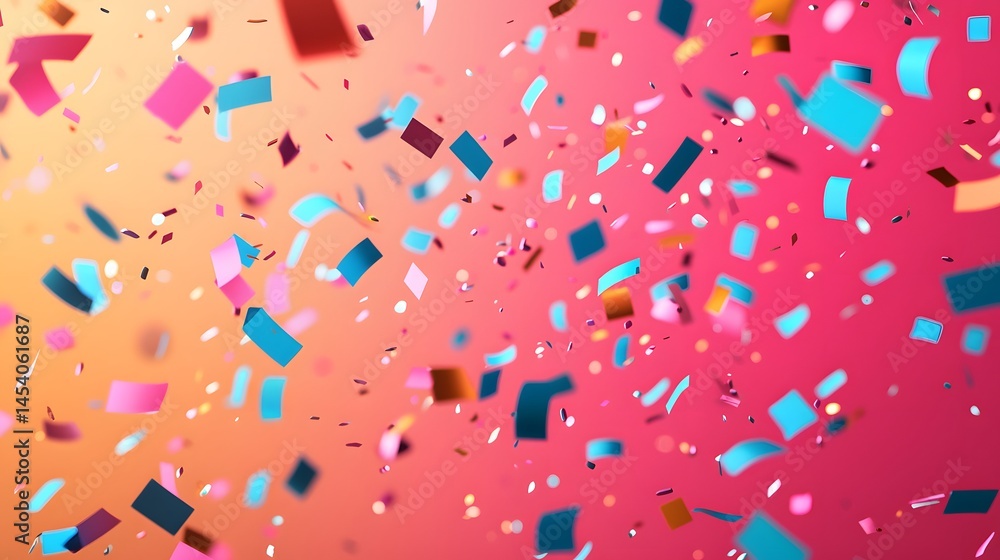 Poster UI onboarding interface with small confetti animation after task completion, clean vector layout