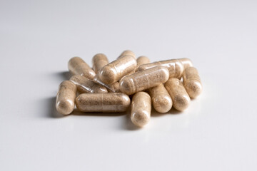 Lion's Mane mushroom for memory and nerve support on white background.