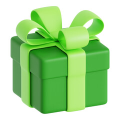 Eco-Friendly Green Gift Box with Ribbon Bow 3D Render