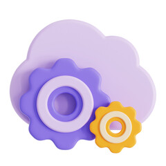 Purple and Orange 3D Gears Cloud Computing Technology Icon