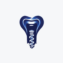 Obraz premium Modern Dental Implant Illustration with Abstract Tooth Design in Shades of Blue – Perfect for Dental Health and Medical Branding