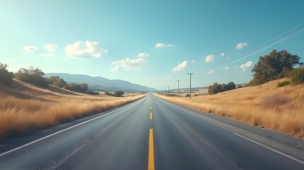 Empty Asphalt Road in Natural Landscape