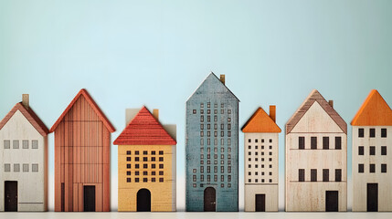 Fototapeta premium An image of buildings representing the real estate crisis or subprime mortgage crisis. The history and causes of past economic crises. Concerns about the potential triggers of a new financial crisis.