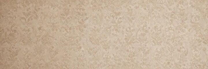 Elegant damask wallpaper, intricate lace-like pattern in muted beige and cream , baroque, ornate