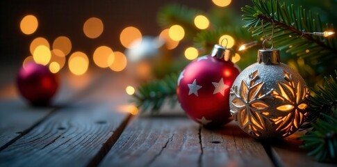 Twinkling fairy lights, baubles, wooden snowflakes , star, vintage, wreath