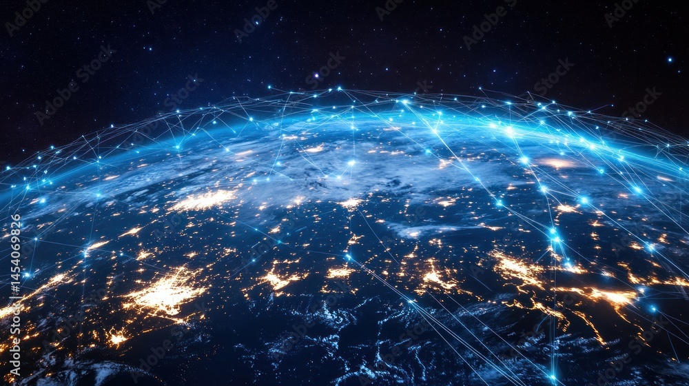 Poster global network connecting the world