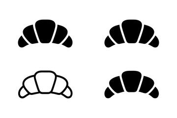 Croissant pastry icon set bakery breakfast food