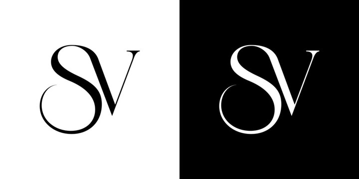 SV initial letter logo design. S and V monogram. Modern, minimalist & elegant logotype. Editable vectors, isolated on white & black backgrounds. 