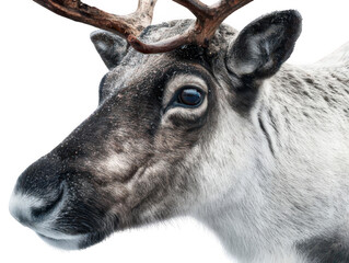 Realistic Close Up Portrait of a Reindeer with Transparent Background