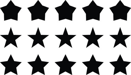 Fifteen Stars | Black Star Rating Icons for Review Sites, Web Pages, UI and Graphic Design