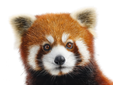 Red Panda Face Close Up in High Detail Transparent Background