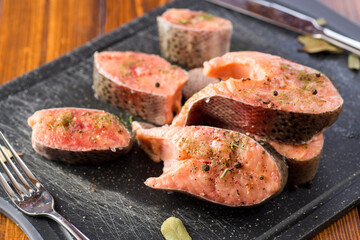 Fresh fish with aromatic spices for cooking