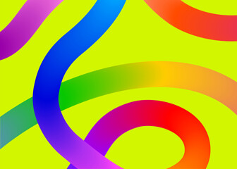 Abstract background with colored dynamic linear waves and circular design elements