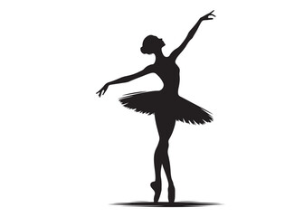 ballet dancer logo silhouette vector, ballet silhouette ballerina logo icon silhouette, ballet jumping dancer female dancer action pose black silhouette isolated on white background. © Adobe design