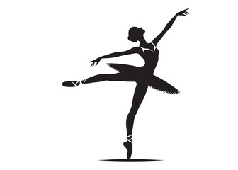 ballet dancer logo silhouette vector, ballet silhouette ballerina logo icon silhouette, ballet jumping dancer female dancer action pose black silhouette isolated on white background.
