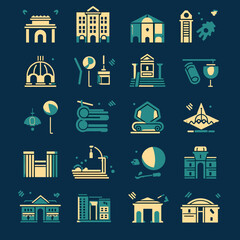 Set of vector icons on the theme of banks and finance: money, bank, credit and debit cards, payments, transfers, finance, coins, safes. Suitable for UI, applications and infographics.