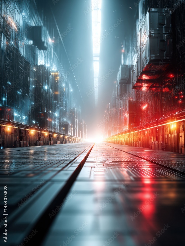 Leinwandbilder Futuristic Factory Shutdown Reflecting the Challenges of Decoupling Global Supply Chains Generative AI