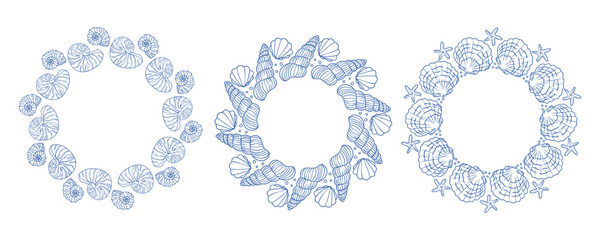 Decorative design featuring a cowrie shell surrounded by starfish in a circular pattern