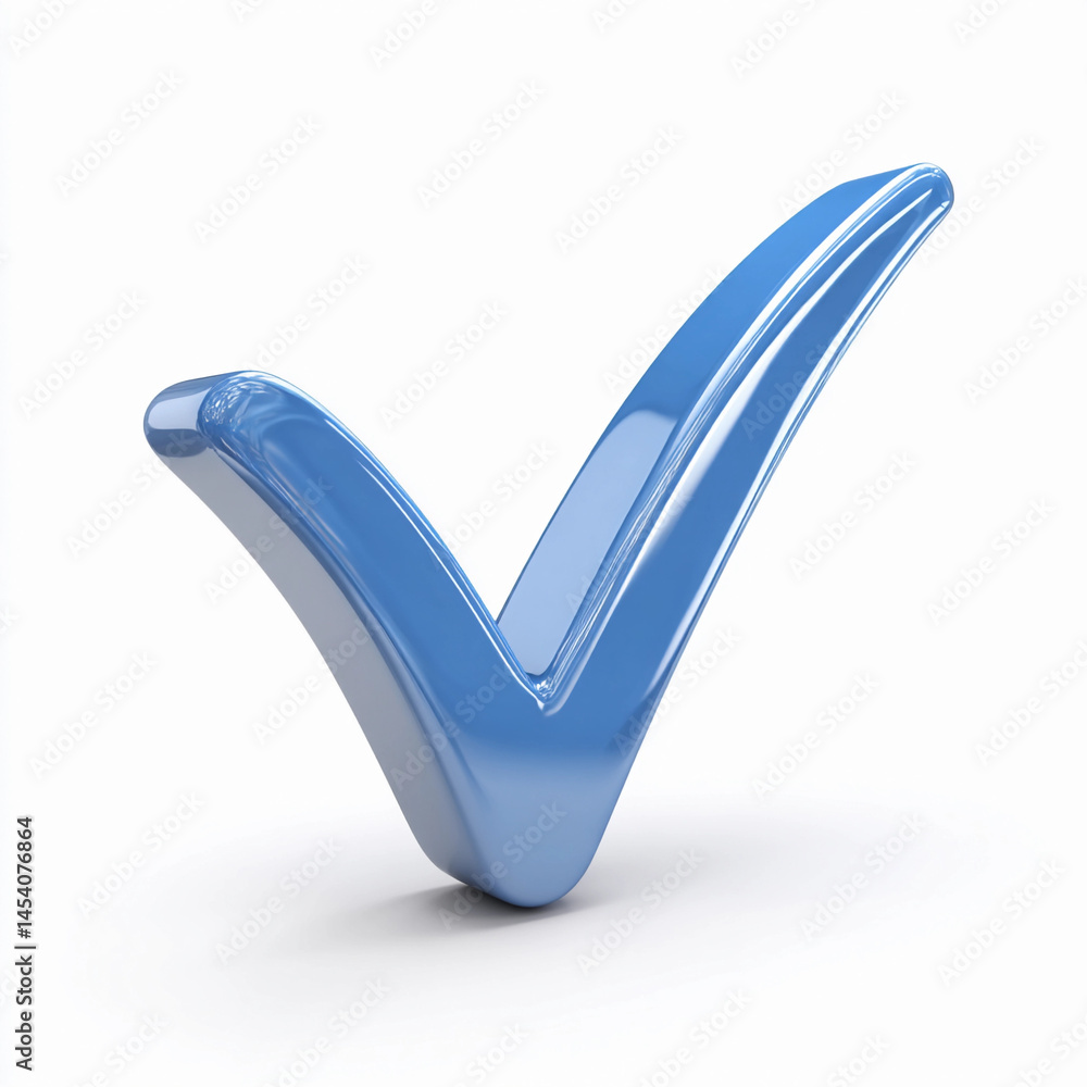 Poster blue check mark symbol representing verification and approval in digital design and online platforms