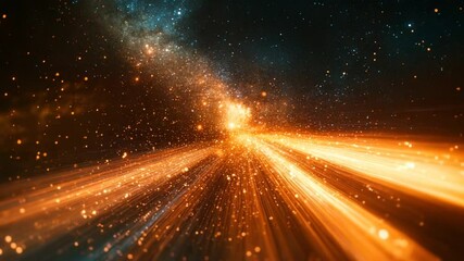 Abstract hyperdrive scene with glowing light trails and stars in motion through space - Powered by Adobe