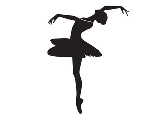 ballet dancer logo silhouette vector, ballet silhouette ballerina logo icon silhouette, ballet jumping dancer female dancer action pose black silhouette isolated on white background.