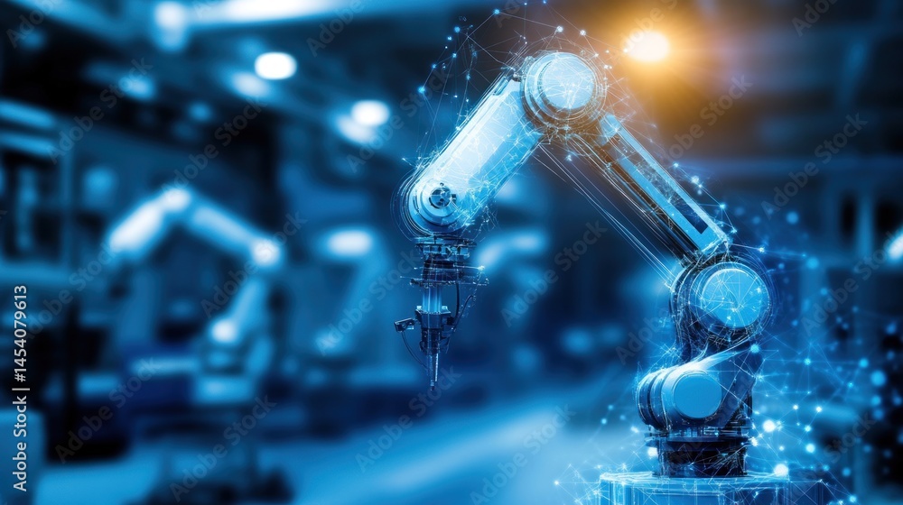 Aufkleber industrial robot arm in a factory setting. advanced automation technology