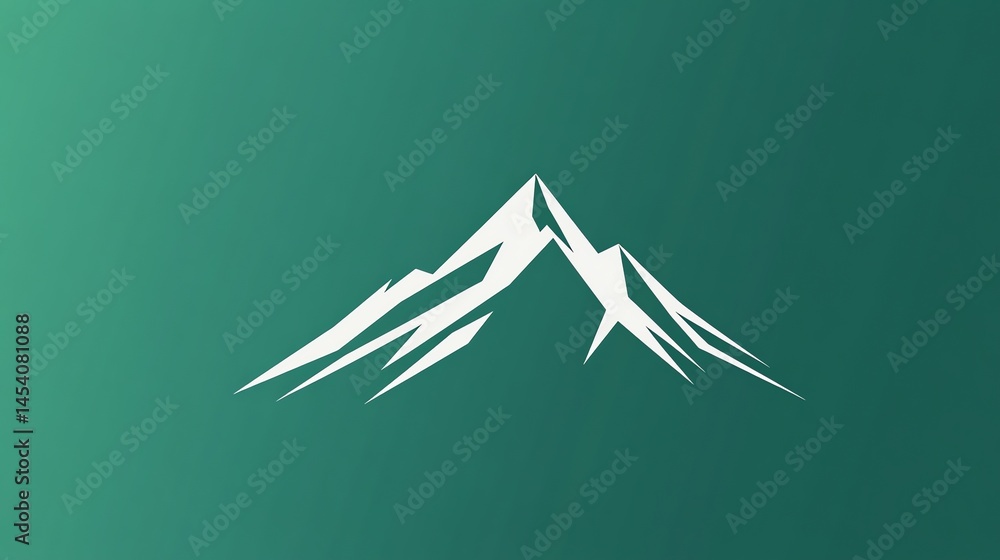 Poster digital illustration of three mountain peaks with sharp, angular lines.