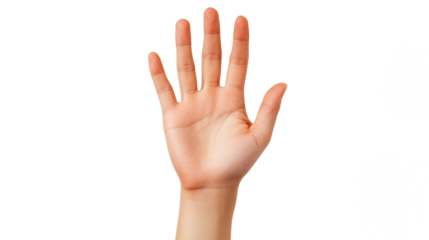 White skinned hand waving greeting gesture, isolated on transparent background. PNG