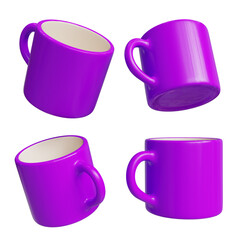 Minimalist Purple Ceramic Mug Mockup &ndash; Realistic 3D Render