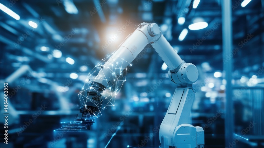 Leinwandbilder automated robotic arm in a modern factory setting. sophisticated machinery, advanced technology and 