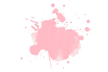Obraz premium Pink watercolor stains, ink splashes, paint drops set on transparent background.