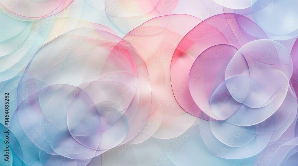 Poster soft pastel circles overlapping in abstract style