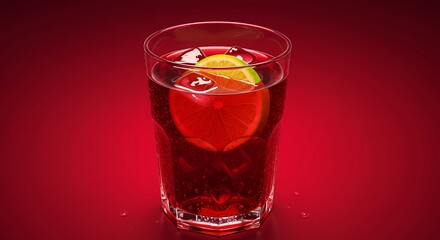 Refreshing Drink with Lime and Ice in a Glass