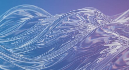 Glass-like transparent 3D waves with light refractions, creating a futuristic and elegant background