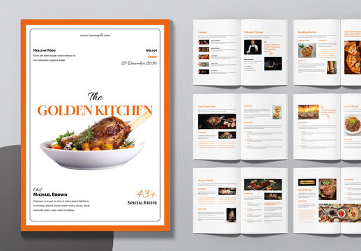 Modern Cookbook Magazine Template Layout