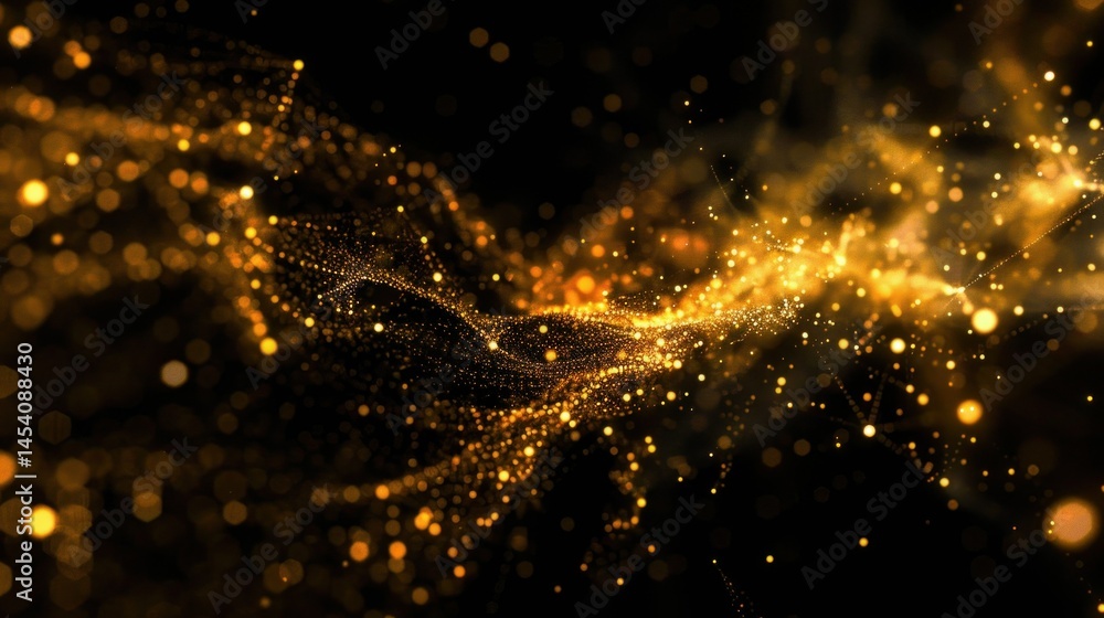 Poster abstract data visualization with glowing points