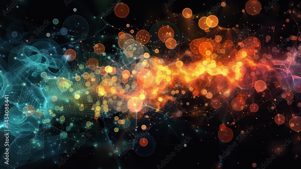 Poster abstract data visualization with glowing points