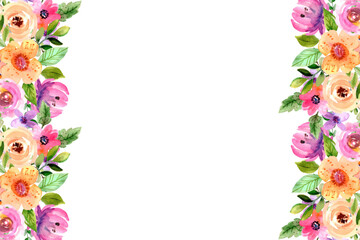 Watercolor flowers background vector for design.
