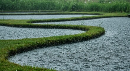 Rain-soaked rice paddies
