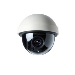 Modern security camera with dome design for surveillance and monitoring indoor and outdoor environments, high-resolution lens and advanced technology on transparent background