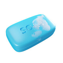 blue soap and bubbles 3D render
