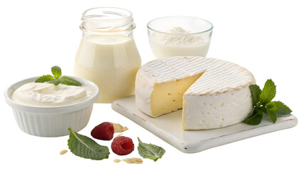 dairy products isolated on transparent background 
