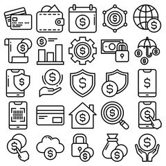 Finances diverse iconography a simplified line art