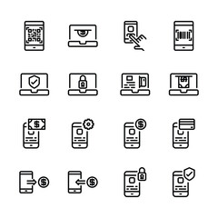 Digital payment icons display modern methods
